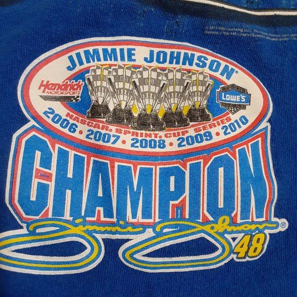 Nascar 2011 Men's Jimmie Johnson 5 Time Sprint Cup Champion T Shirt in Size 2XL - Picture 5 of 7